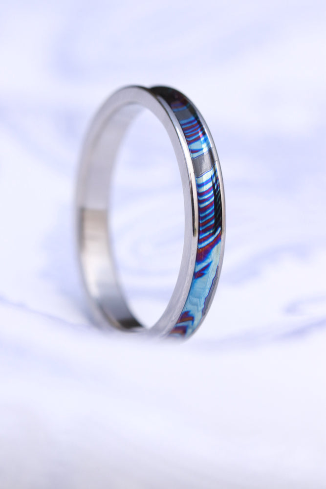 Channel Grayson ZrTi ring 2mm - 7mm wide timascus zrti ring women's