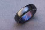6mm domed black titanium / ZrTi , black timascus, zirconium titanium