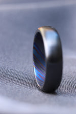 6mm domed black titanium / ZrTi , black timascus, zirconium titanium