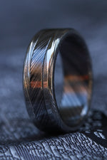7mm wide black zrti /NbZr& damasteel band, niobium zirconium damascus, men's wedding band