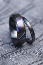 Timascus zrti set 2 rings 3mm-9mm wide timascus ring, mokuti ring  black timascus ring