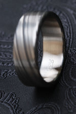 8mm Damascus steel ring Stainless Damasteel "s/b dark leaf" Customizable ring! Darker color etch. Damascus steel ring mens rings wedding band