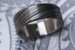 8mm Damascus steel ring Stainless Damasteel "s/b dark leaf" Customizable ring! Darker color etch. Damascus steel ring mens rings wedding band