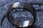 New* Damascus steel ring Stainless steel damasteel customizable ring! Darker color etch. Damascus steel ring genuine damascus ring