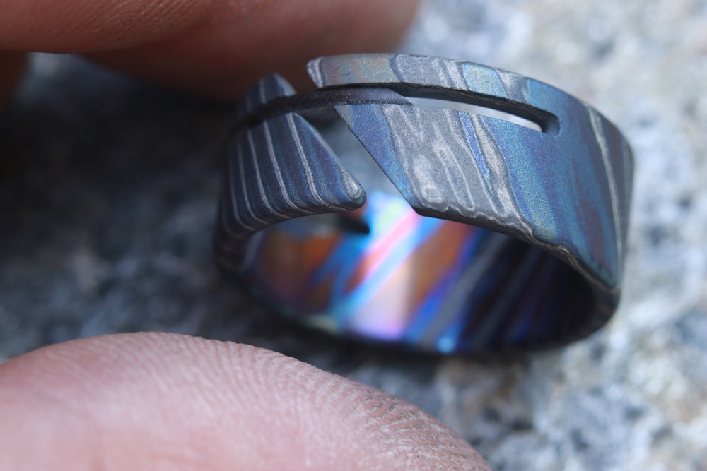 NEW ZRTI HYBRID*** Black Timascus ring 9mm , timascus ring, mokuti ring, colorful ring, hypoallergenic jewelry, Zirconium ring, mokuti ring
