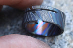 NEW ZRTI HYBRID*** Black Timascus ring 9mm , timascus ring, mokuti ring, colorful ring, hypoallergenic jewelry, Zirconium ring, mokuti ring