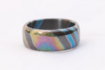 Florescent LIMITED EDITION***DARK Black Timascus ring 8mm (semi-polished) timascus ring, mokuti ring, colorful ring, hypoallergenic jewelry, Zirconium