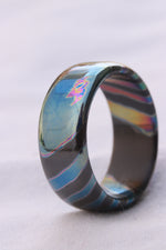 Florescent LIMITED EDITION***DARK Black Timascus ring 8mm (semi-polished) timascus ring, mokuti ring, colorful ring, hypoallergenic jewelry, Zirconium