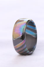 Florescent LIMITED EDITION***DARK Black Timascus ring 8mm (semi-polished) timascus ring, mokuti ring, colorful ring, hypoallergenic jewelry, Zirconium