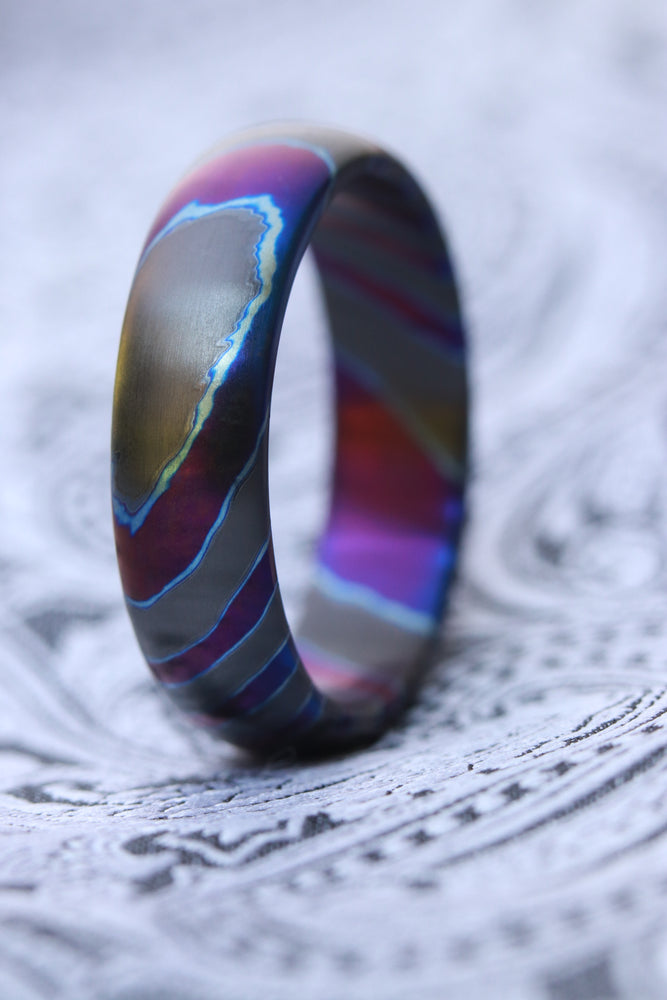 Timascus zrti set 2 rings 2.5mm-9mm wide timascus ring, mokuti ring  black timascus ring
