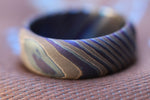 Sandblasted LIMITED EDITION*** rolled edge 8mm Black Timascus zrti ring 3mm-9mm wide timascus ring, mokuti ring 8mm ring black timascus ring