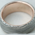 Damasteel and 14k gold leaf pattern Customizable band)