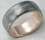 Damasteel and 14k gold leaf pattern Customizable band)