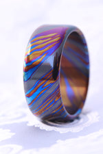 10mm ZrTi ring timascus ring, mokuti ring (polished finish) zirconium titanium