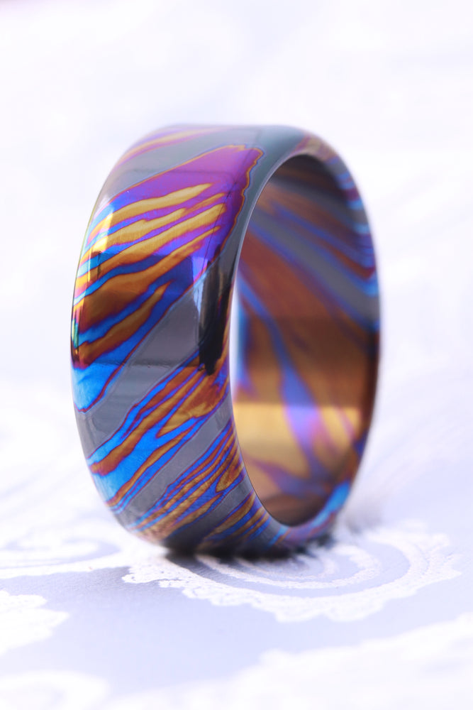 10mm ZrTi ring timascus ring, mokuti ring (polished finish) zirconium titanium