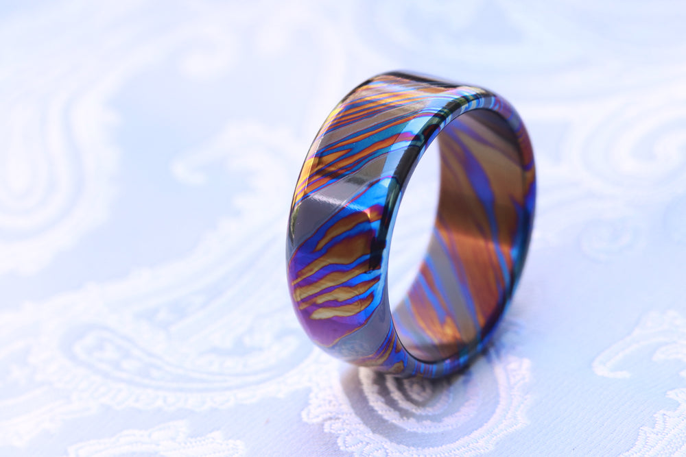 10mm ZrTi ring timascus ring, mokuti ring (polished finish) zirconium titanium