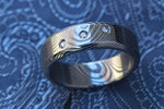X3 VS1 diamonds 14k wht gold damasteel band