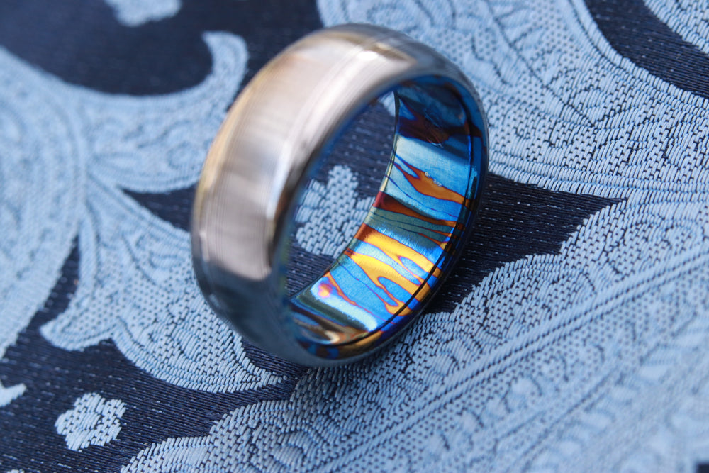 Dragons breathe 6-8mm damasteel and titanium damascus