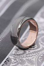 Gold & Stainless Damascus  14k 18k customizable stainless damascus steel ring gold ring