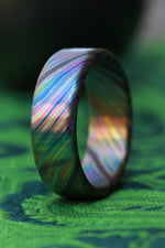 Black Timascus ring / ZrTi 8mm wide florescent timascus ring, mokuti ring (satin finish) black timascus ring zirconium ring mens rings edc