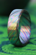 Black Timascus ring / ZrTi 8mm wide florescent timascus ring, mokuti ring (satin finish) black timascus ring zirconium ring mens rings edc
