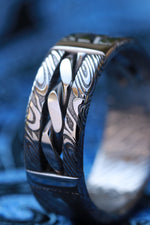 Hybrid "BREGDAN" handmade braided ring,  damasteel damascus curb chain ring celtic rings braided rings