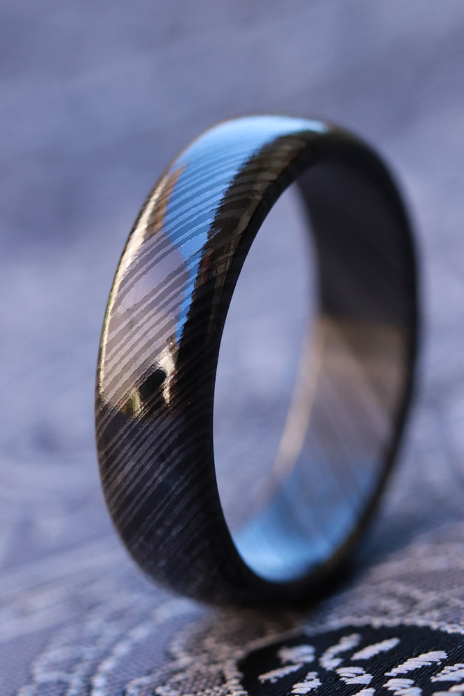 niobium zirconium zrti ring 6-8mm wide  zirconium/black  semi - domed mens rings tradional shape nbzr