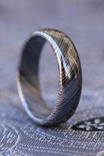 niobium zirconium zrti ring 6-8mm wide  zirconium/black  semi - domed mens rings