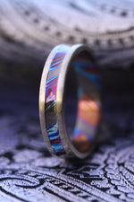 Women's Grayson Channel ZrTi ring 2mm - 4mm wide timascus zrti ring, women's wedding band