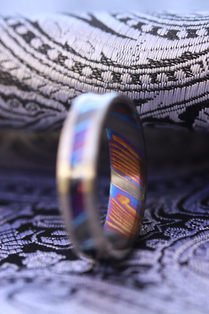 Women's Grayson Channel ZrTi ring 2mm - 4mm wide timascus zrti ring, women's wedding band