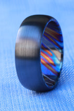 8mm domed black titanium / ZrTi , black timascus
