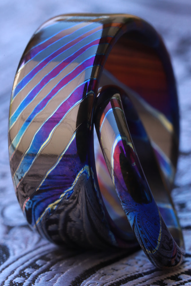 Timascus zrti set 2 rings 2.5mm-9mm wide timascus ring, mokuti ring  black timascus ring