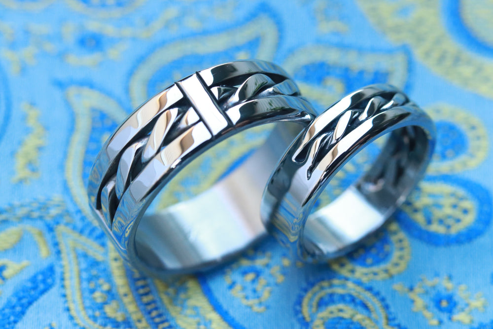 His & Her's "BREGDAN" (hypoallergenic- handmade) stainless steel rings limited edition collection his and hers rings ring set celtic rings