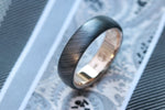 14k or 18k rose gold & black ZrTi/NbZr, domed shape! Niobium zirconium damascus ring