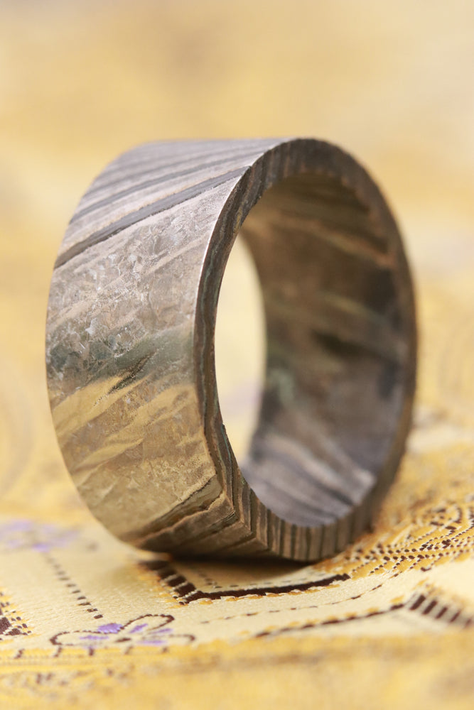 Stone ZrTi 8mm ZrTi ring 3mm-9mm wide timascus ring, mokuti ring