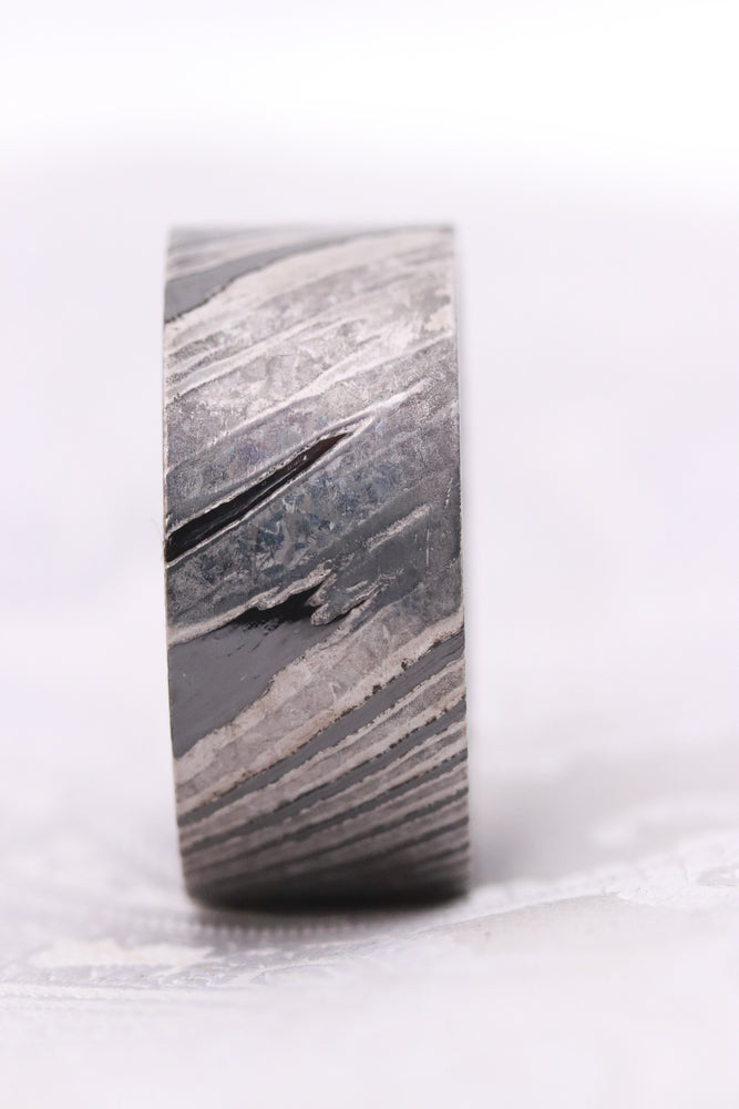 Stone ZrTi 8mm ZrTi ring 3mm-9mm wide timascus ring, mokuti ring