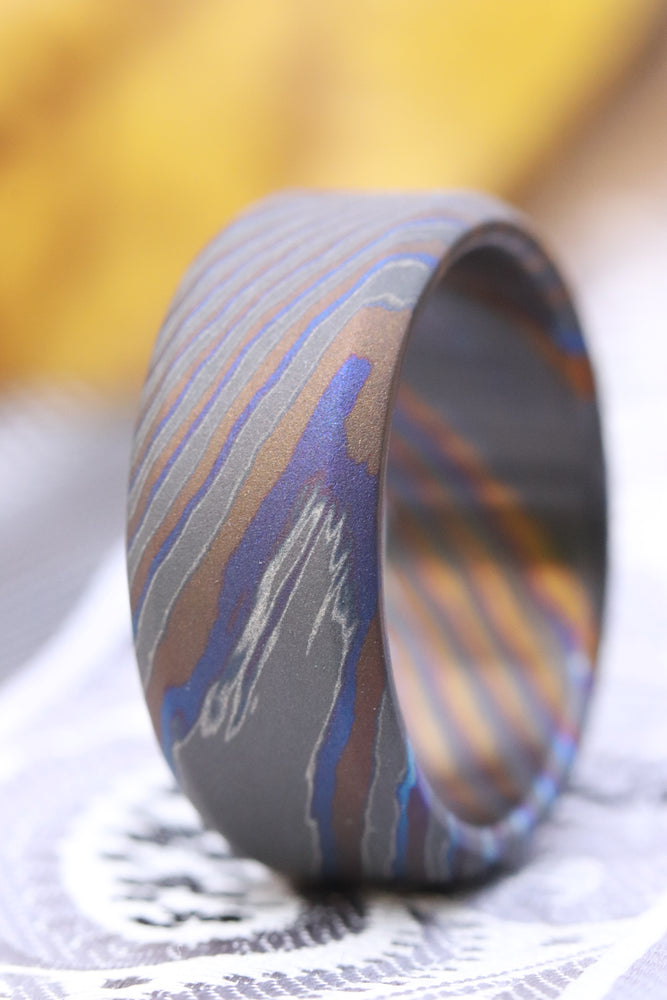 s/b ZrTi ring 8-9mm wide timascus ring,