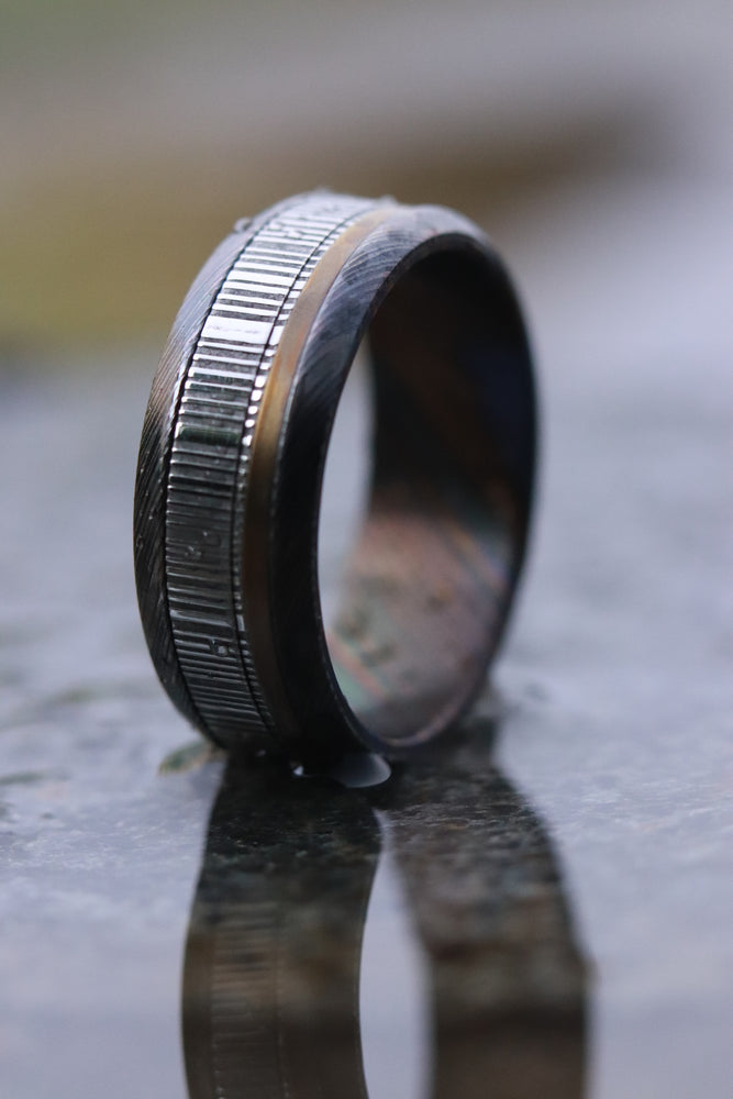 9mm wide black zrti / damasteel /ZrTi & titanium