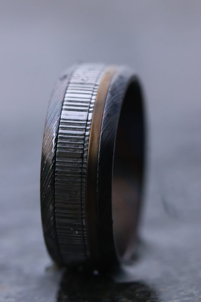 9mm wide black zrti / damasteel /ZrTi & titanium