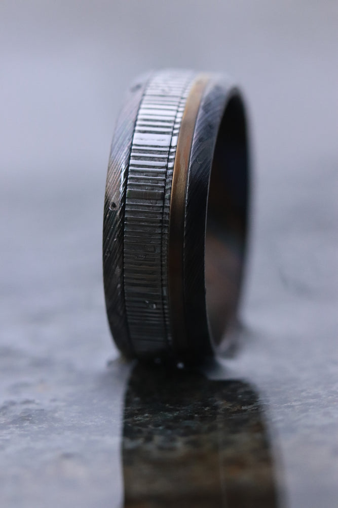 9mm wide black zrti / damasteel /ZrTi & titanium