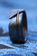 NEW BLACK ZRTI HYBRID*** Black ZrTi ring 8-10mm , timascus ring, mokuti ring, hypoallergenic jewelry, Zirconium inlay, mokuti ring