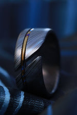 NEW BLACK ZRTI HYBRID*** Black ZrTi ring 8-10mm , timascus ring, mokuti ring, hypoallergenic jewelry, Zirconium inlay, mokuti ring