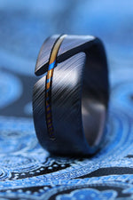 NEW BLACK ZRTI HYBRID*** Black ZrTi ring 8-10mm , timascus ring, mokuti ring, hypoallergenic jewelry, Zirconium inlay, mokuti ring