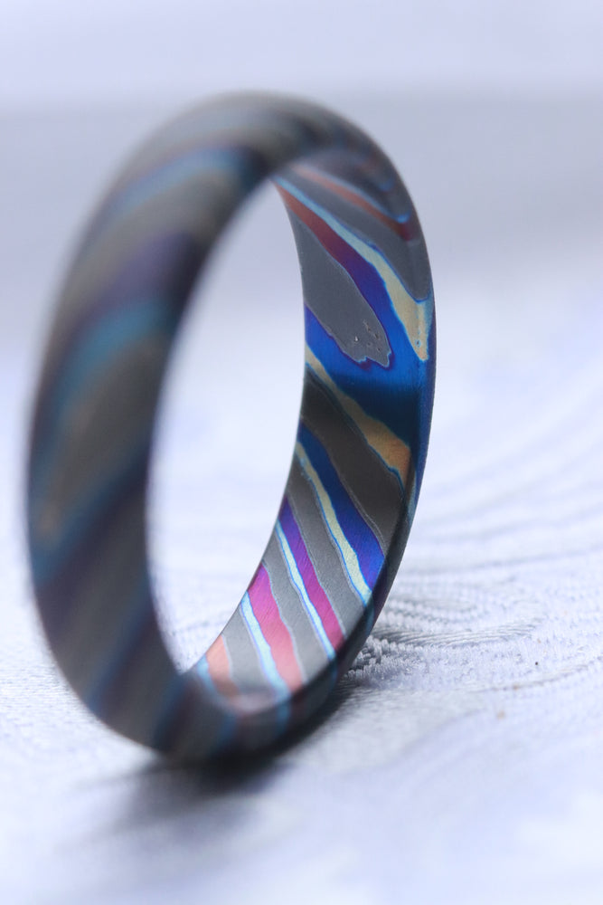 Domed Sandblasted LIMITED EDITION*** rolled edge 8mm Black Timascus zrti ring 3mm-9mm wide timascus ring, mokuti ring 5-6mm ring black timascus ring