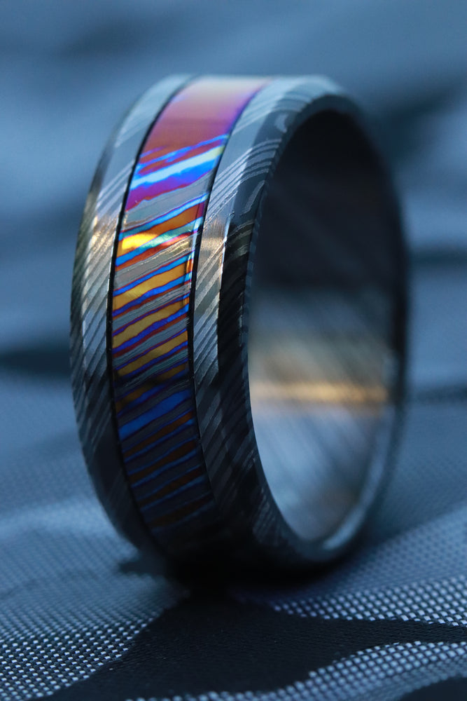 GRY BLKZRTI " Limited Edition Series-10mm niobium zirconium ring, black ring, timascus ring, wedding band