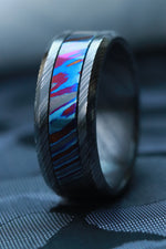 GRY BLKZRTI " Limited Edition Series-10mm niobium zirconium ring, black ring, timascus ring, wedding band