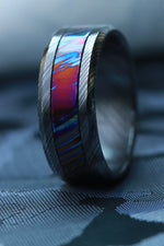 GRY BLKZRTI " Limited Edition Series-10mm niobium zirconium ring, black ring, timascus ring, wedding band