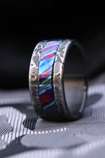 Weathered Black Zirconium,  zrti ring 10mm mens timascus ring, mokuti ring titanium damascus ring, mens rings weathered ring black ring