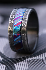 Weathered Black Zirconium,  zrti ring 10mm mens timascus ring, mokuti ring titanium damascus ring, mens rings weathered ring black ring