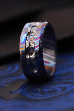 Grayson GRY9T BLCRL Limited Edition Series-9mm Timascus / Mokuti timascus & damasteel  ring,mens ring, mokuti ring, Damascus ring